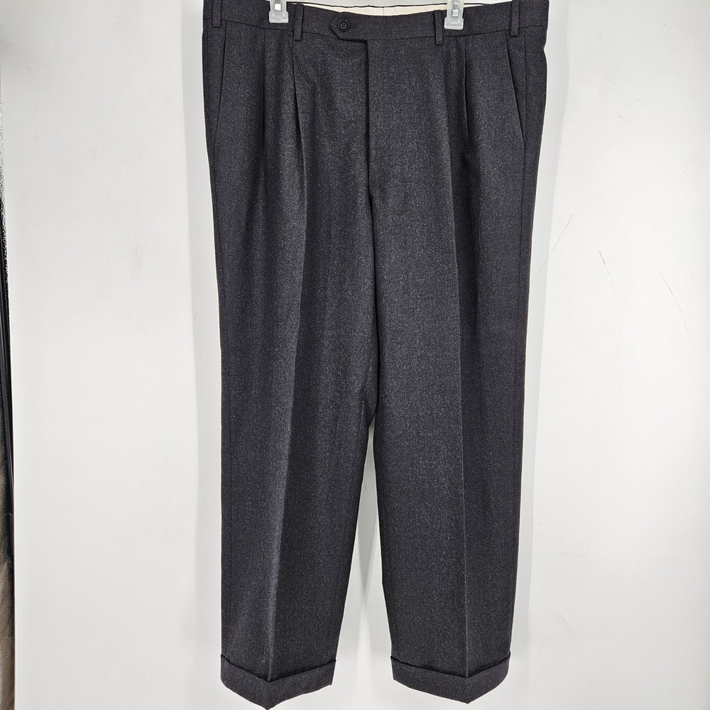 Brioni Pants Mens 40 Regular Charcoal Gray Dress Slacks Flat Front Formal Italy